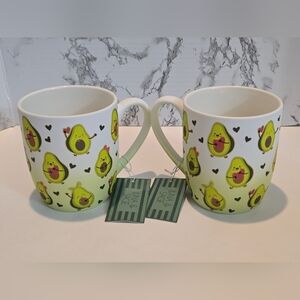 Avocado Hearts Mugs - Green and White
